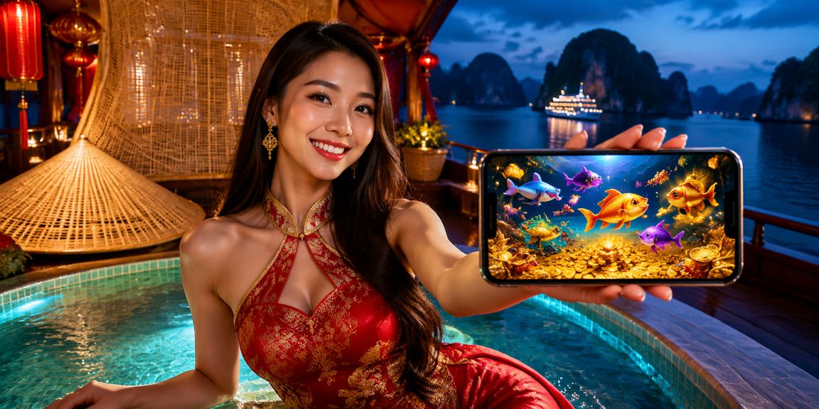 Người đội nón lá trải nghiệm ứng dụng casino tại vịnh Hạ Long