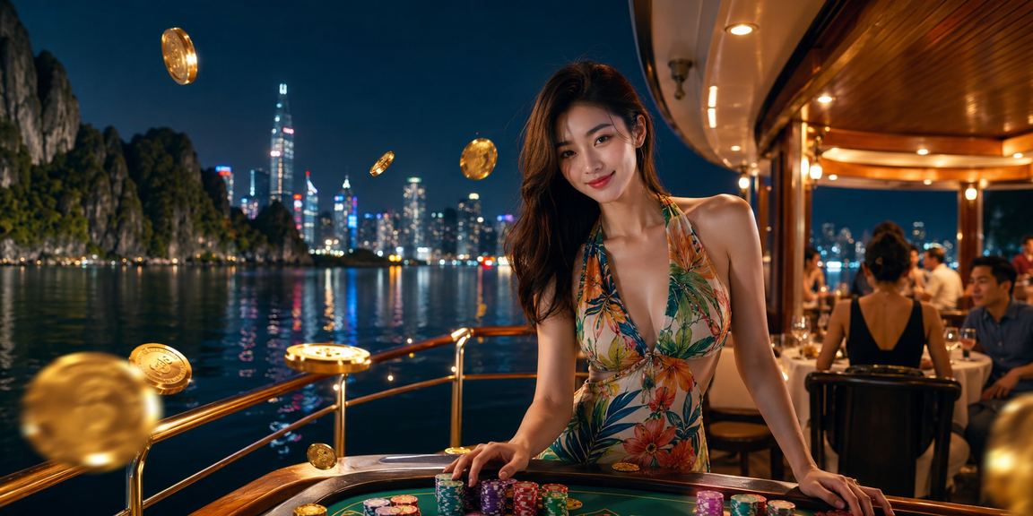 Người dùng Hạ Long xem thông tin cá cược với phong cảnh biển xung quanh